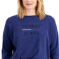 Suéter Tommy Jeans Feminino com Logo e Gola Redonda Azul Tamanho Médio