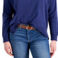 Suéter Tommy Jeans Feminino com Logo e Gola Redonda Azul Tamanho Médio