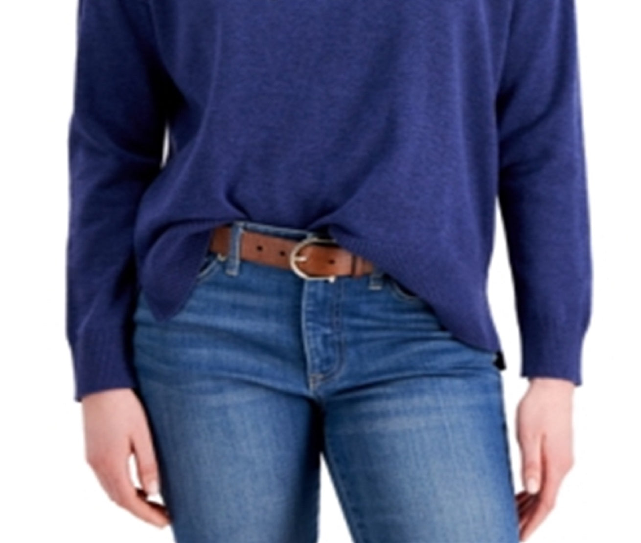 Suéter Tommy Jeans Feminino com Logo e Gola Redonda Azul Tamanho Médio