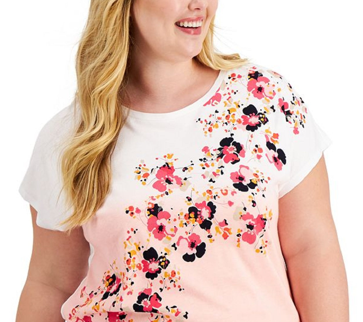 Camiseta feminina Tommy Hilfiger com estampa de trevo rosa, tamanho 3X