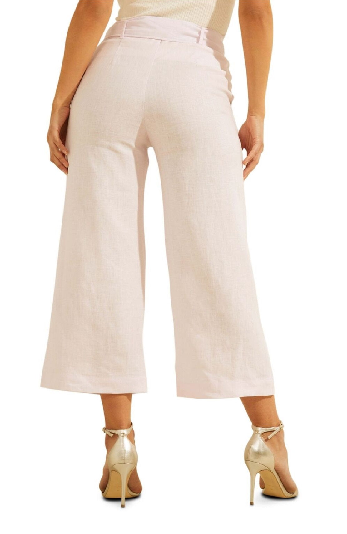 Calça culotte feminina GUESS Tessa Linen Rosa Tamanho Grande