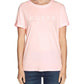 Camiseta feminina GUESS 1981 com estampa de logotipo e punho enrolado, rosa, tamanho médio