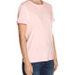 Camiseta feminina GUESS 1981 com estampa de logotipo e punho enrolado, rosa, tamanho médio