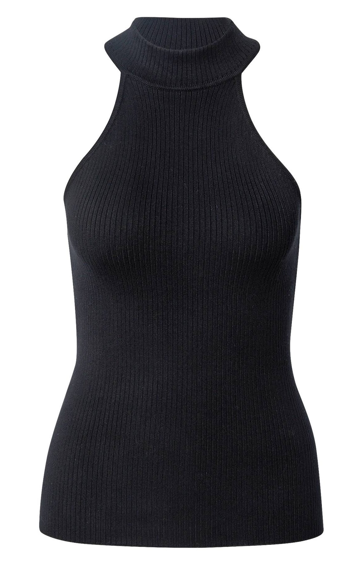Suéter feminino GUESS com gola alta e nervuras, preto, tamanho médio