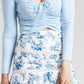 Top curto feminino GUESS com decote coração elástico, azul, tamanho grande