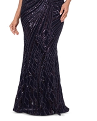 Vestido feminino Aqua com decote simulado e lantejoulas, preto, tamanho 12