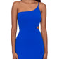 Vestido feminino Betsy &amp; Adam com recorte de um ombro só, azul, tamanho 4