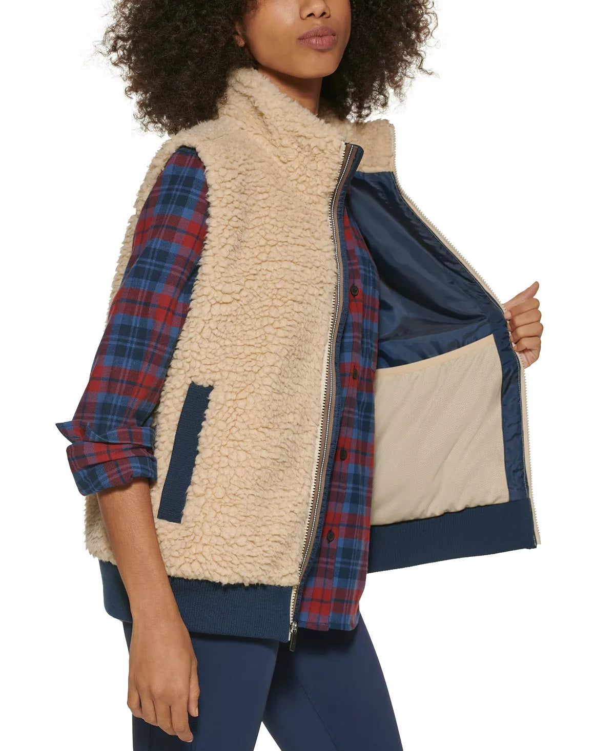 Colete feminino Bass Outdoor Route Hiking Faux Sherpa Marrom Tamanho Pequeno