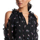 1.STATE Blusa feminina com babados e ombros descobertos, preta, tamanho extragrande