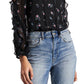 1.STATE Blusa feminina com babados e ombros descobertos, preta, tamanho extragrande