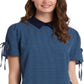 Blusa feminina CeCe com gola geométrica, azul, tamanho médio