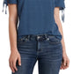Blusa feminina CeCe com gola geométrica, azul, tamanho médio