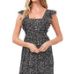 Vestido longo feminino CeCe com babados e estampa floral, tamanho extragrande, preto