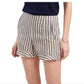 1.STATE Shorts de linho feminino listrado com babados e bainha marrom, tamanho 8
