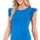 Vestido curto feminino CeCe com mangas esvoaçantes para usar no trabalho, azul, tamanho pequeno