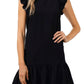 Vestido feminino CeCe com mangas esvoaçantes, preto, tamanho 10