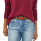 Suéter feminino Vince Camuto com gola redonda e costura central, vermelho, tamanho grande