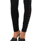 Leggings femininas Vince Camuto com tachas de cintura alta, pretas, tamanho médio
