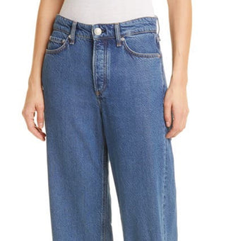 Calça jeans feminina Rag &amp; Bone Featherweight Logan Wide Leg Azul Tamanho 26