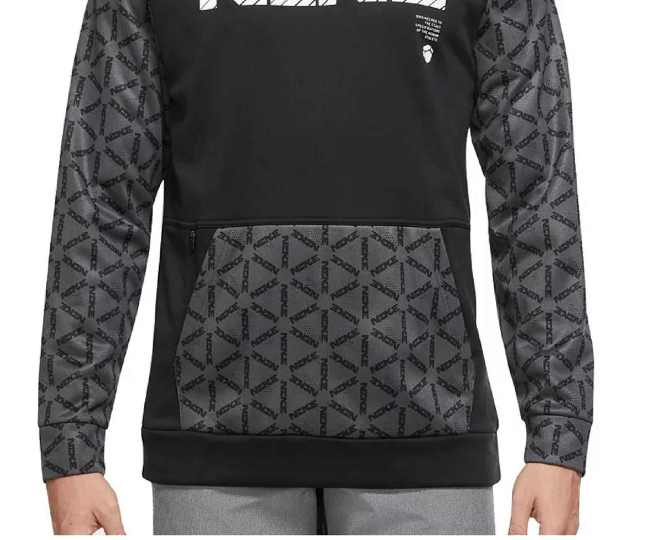Moletom com capuz Nike Therma FIT masculino, estampado, cinza, tamanho grande