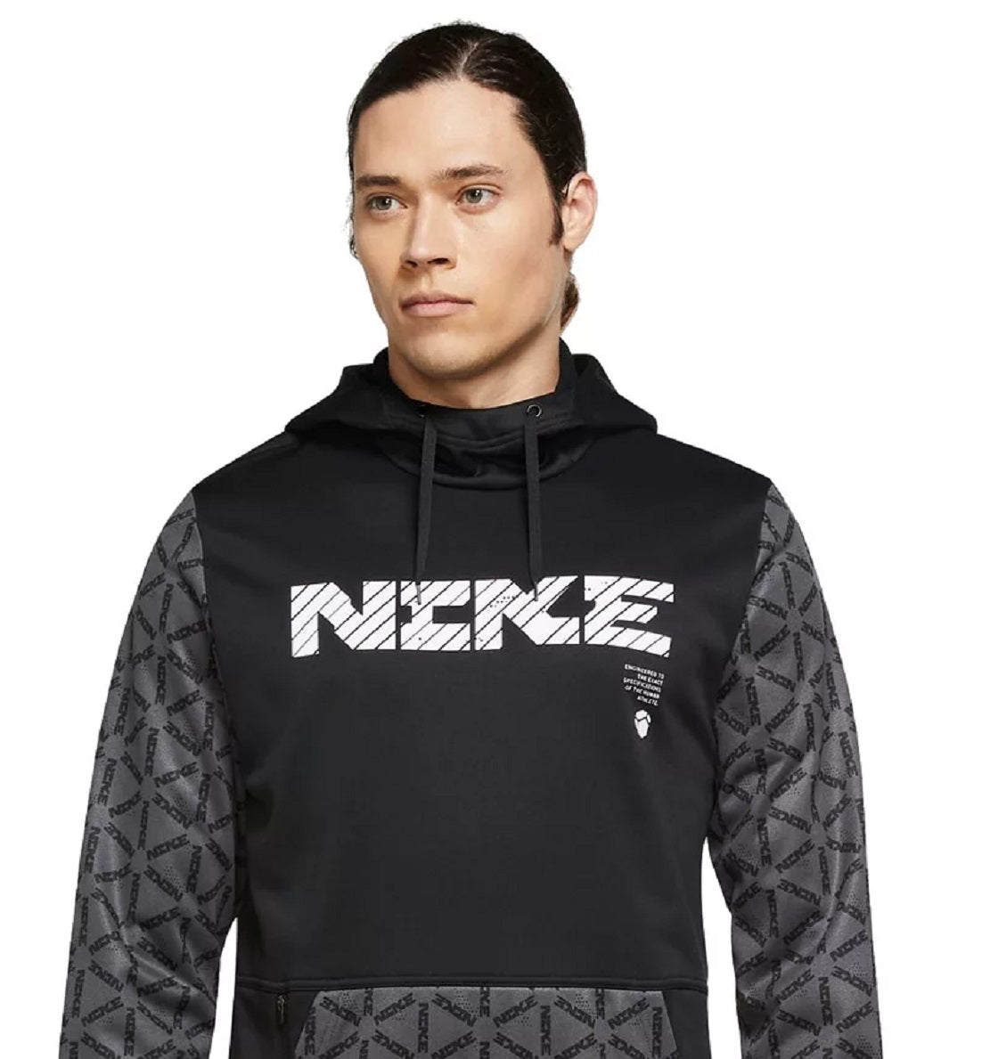 Moletom com capuz Nike Therma FIT masculino, estampado, cinza, tamanho grande