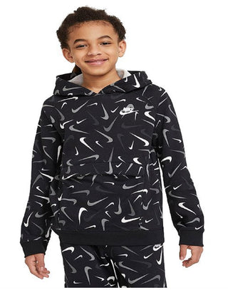 Moletom com capuz Nike Kids Pocket Club preto, tamanho M