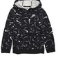 Moletom com capuz Nike Kids Pocket Club preto, tamanho M