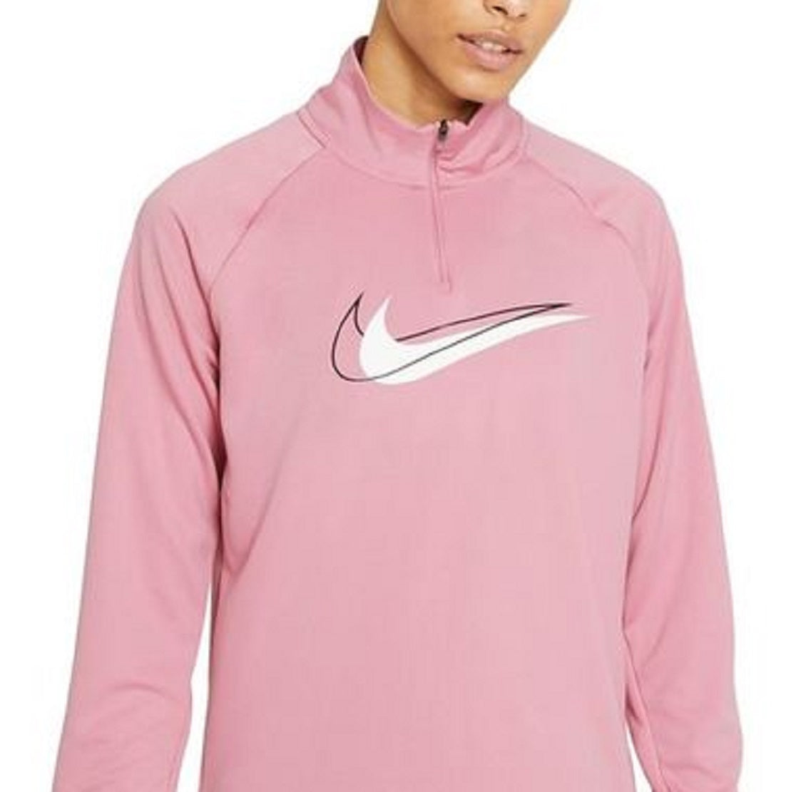 Moletom Nike Feminino com Gráfico e Zíper de 1/4" Rosa Tamanho 3X