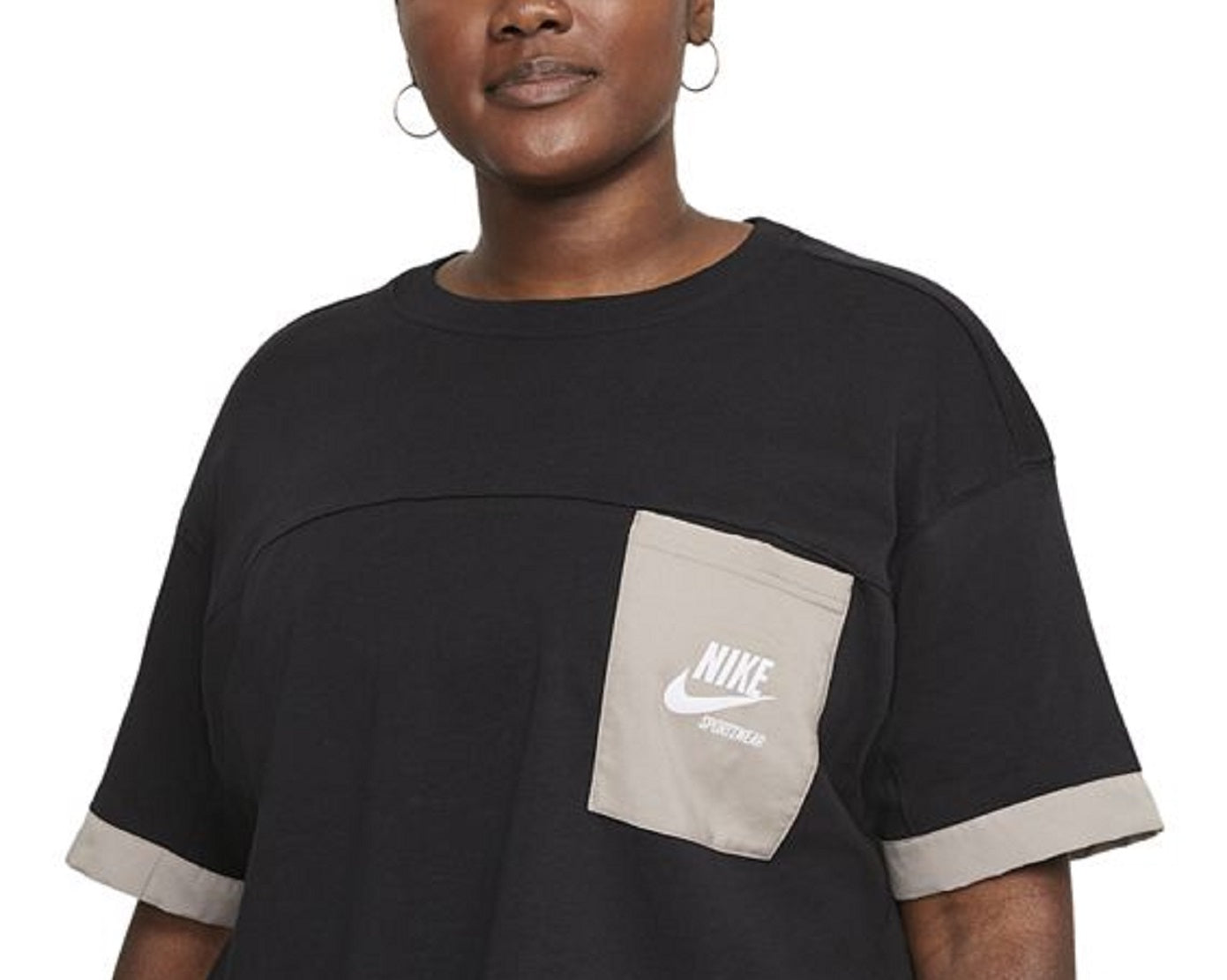 Camiseta Nike Feminina de Algodão com Bolso Preta Tamanho 3X