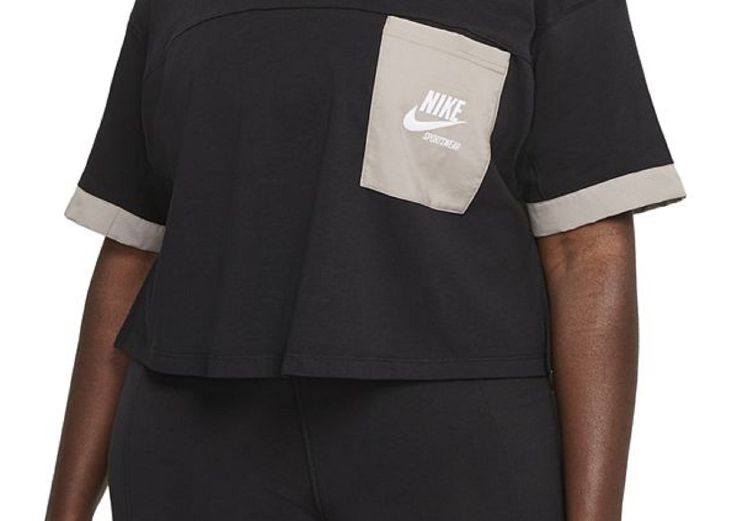 Camiseta Nike Feminina de Algodão com Bolso Preta Tamanho 3X