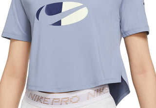 Top curto Nike Dri Fit One feminino, azul, tamanho XS