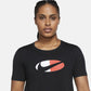 Camiseta curta Nike Dri Fit Logo feminina, preta, tamanho 2X
