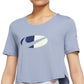 Camiseta curta Nike Dri Fit Logo Feminina Azul Tamanho 2X