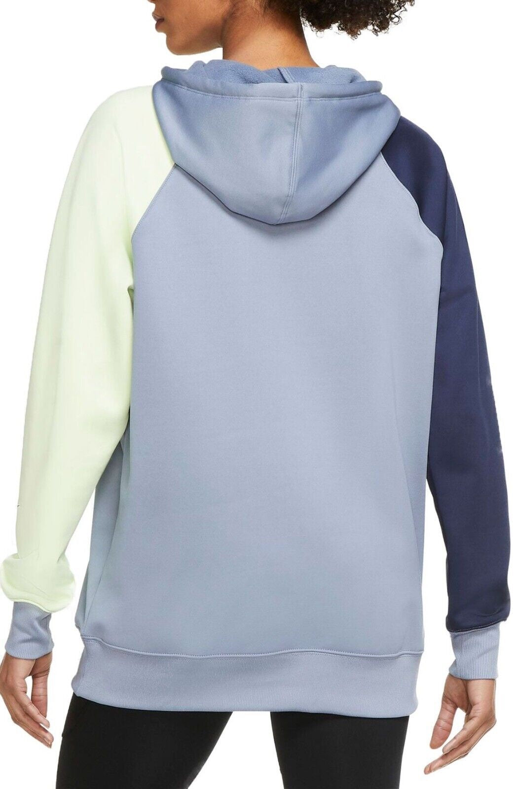 Moletom com capuz Nike Therma Fit Fleece Color Block para treino feminino, azul, tamanho 1X