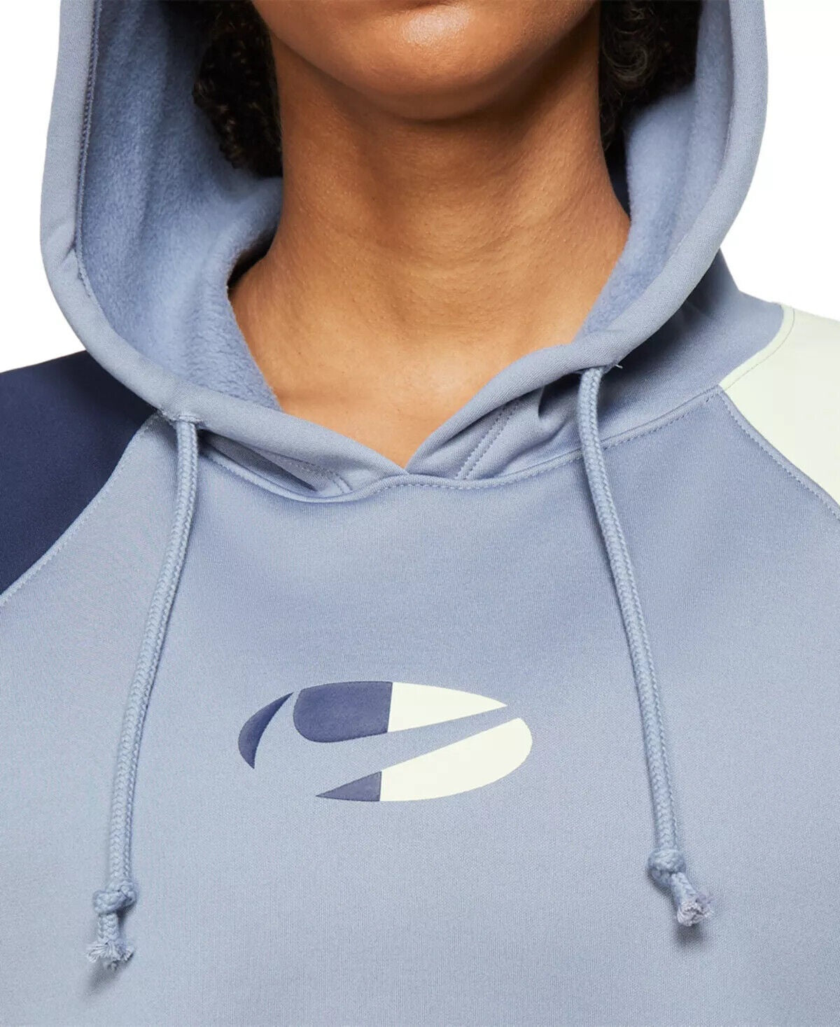 Moletom com capuz Nike Therma Fit Fleece Color Block para treino feminino, azul, tamanho 1X