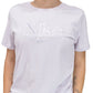 Camiseta Nike Feminina com Logo Stretch, Manga Curta e Gola Redonda, Roxa, Tamanho 1X