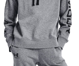 Under Armour Rival Fleece Hoodie com logotipo feminino, cinza, tamanho XX-G