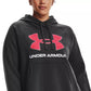 Moletom com capuz Under Armour Plus Rival Fleece feminino, preto, tamanho 1X