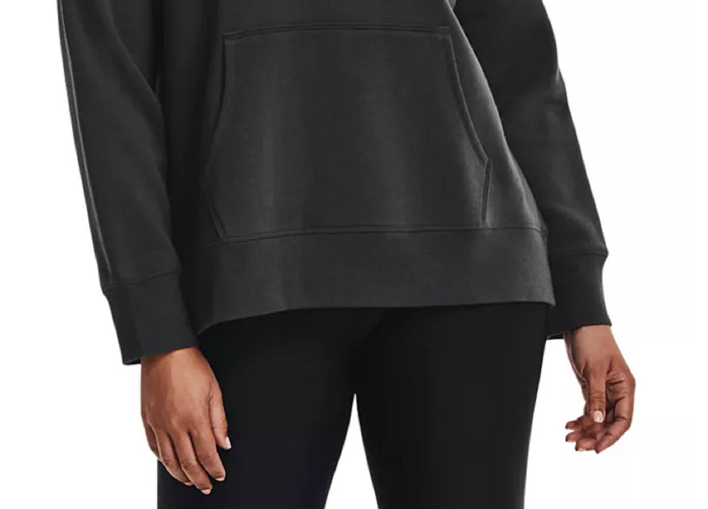Moletom com capuz Under Armour Plus Rival Fleece feminino, preto, tamanho 1X