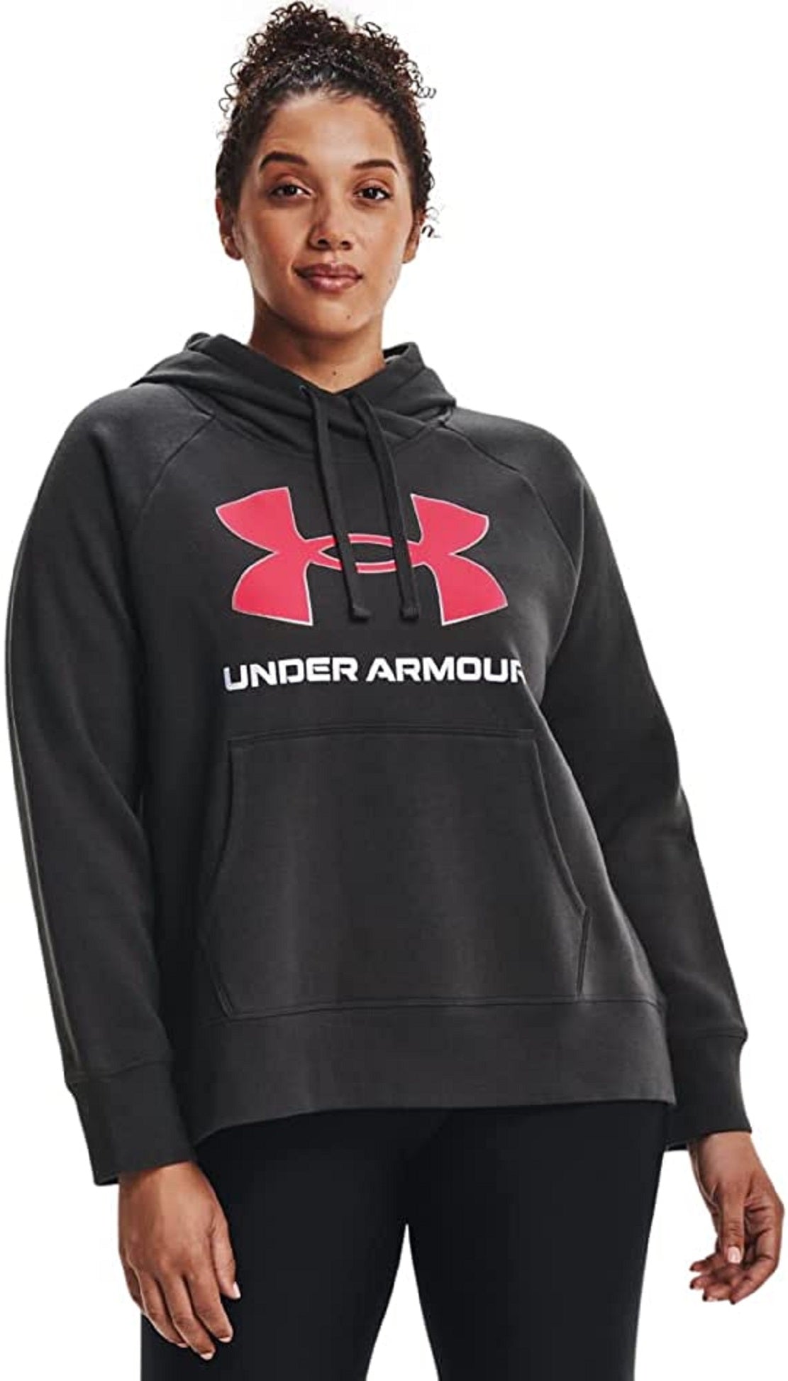 Moletom com capuz feminino Under Armour Rival Fleece preto tamanho 3X