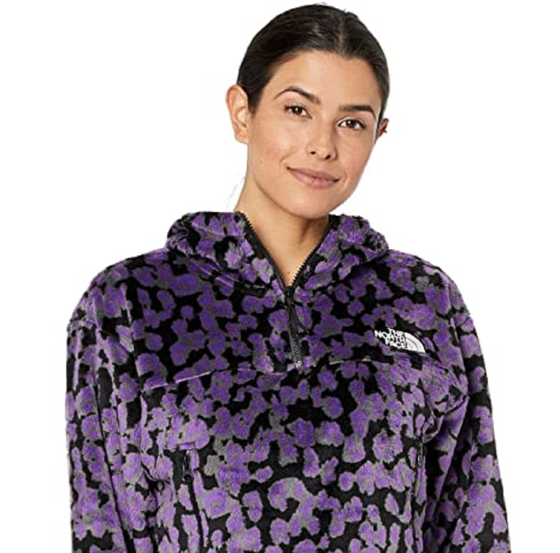 The North Face Osito 1/4 Zip Estampado Leopardo Roxo Tamanho Grande Feminino