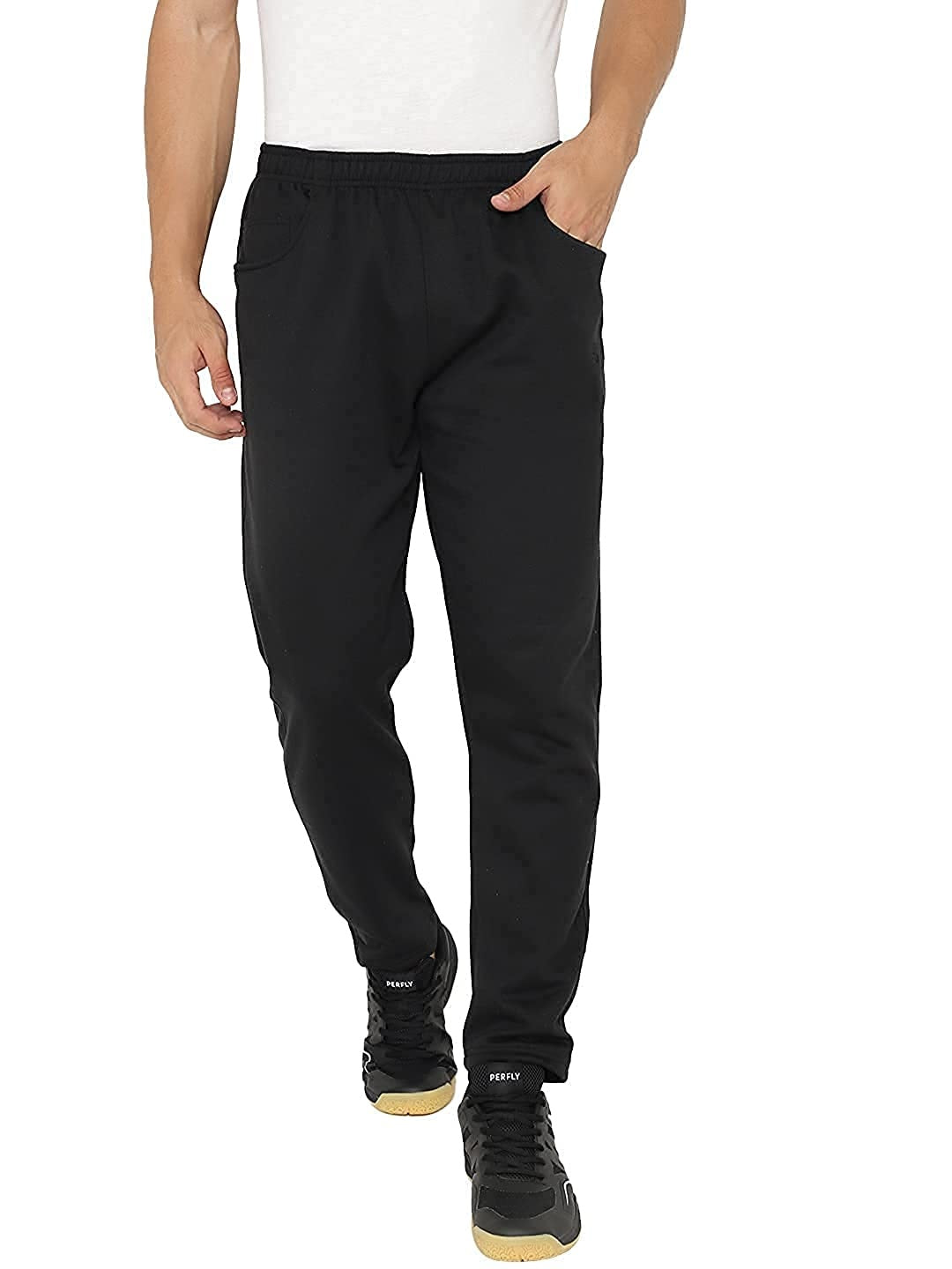 Calça de lã Russell Athletic masculina com fundo aberto, preta, tamanho médio