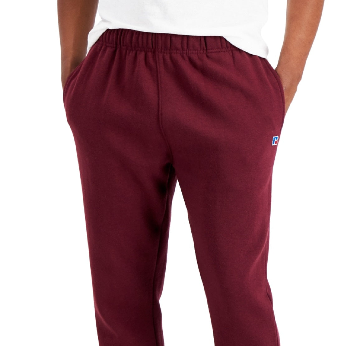 Calça de moletom masculina Russell Athletic Solid Fleece vermelha tamanho grande
