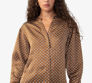 Blusa Feminina Sanctuary Estampada Moderna Marrom Tamanho Grande