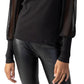 Blusa feminina Sanctuary n My Mind com manga de malha e gola alta, preta, tamanho médio