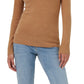 Blusa feminina de gola alta e manga comprida French Connection, marrom, tamanho médio