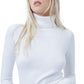 Blusa feminina de gola alta e manga comprida French Connection, branca, tamanho médio