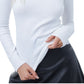 Blusa feminina de gola alta e manga comprida French Connection, branca, tamanho médio