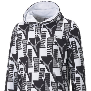 Moletom com capuz Puma masculino com estampa gráfica e logotipo Allover, branco, tamanho grande