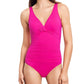 Maiô Ralph Lauren Feminino com forro franzido, decote em V profundo, frente torcida, com aro, rosa, tamanho 16